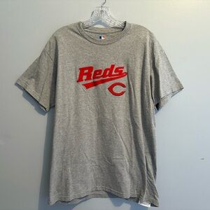 Cincinnati Reds Baseball Unisex Large Short Sleeve T-Shirt Appliqué Logo Grey